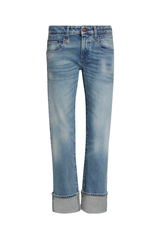 R13 Cuffed Romeo Jean Lapis Selvedge Blue Denim