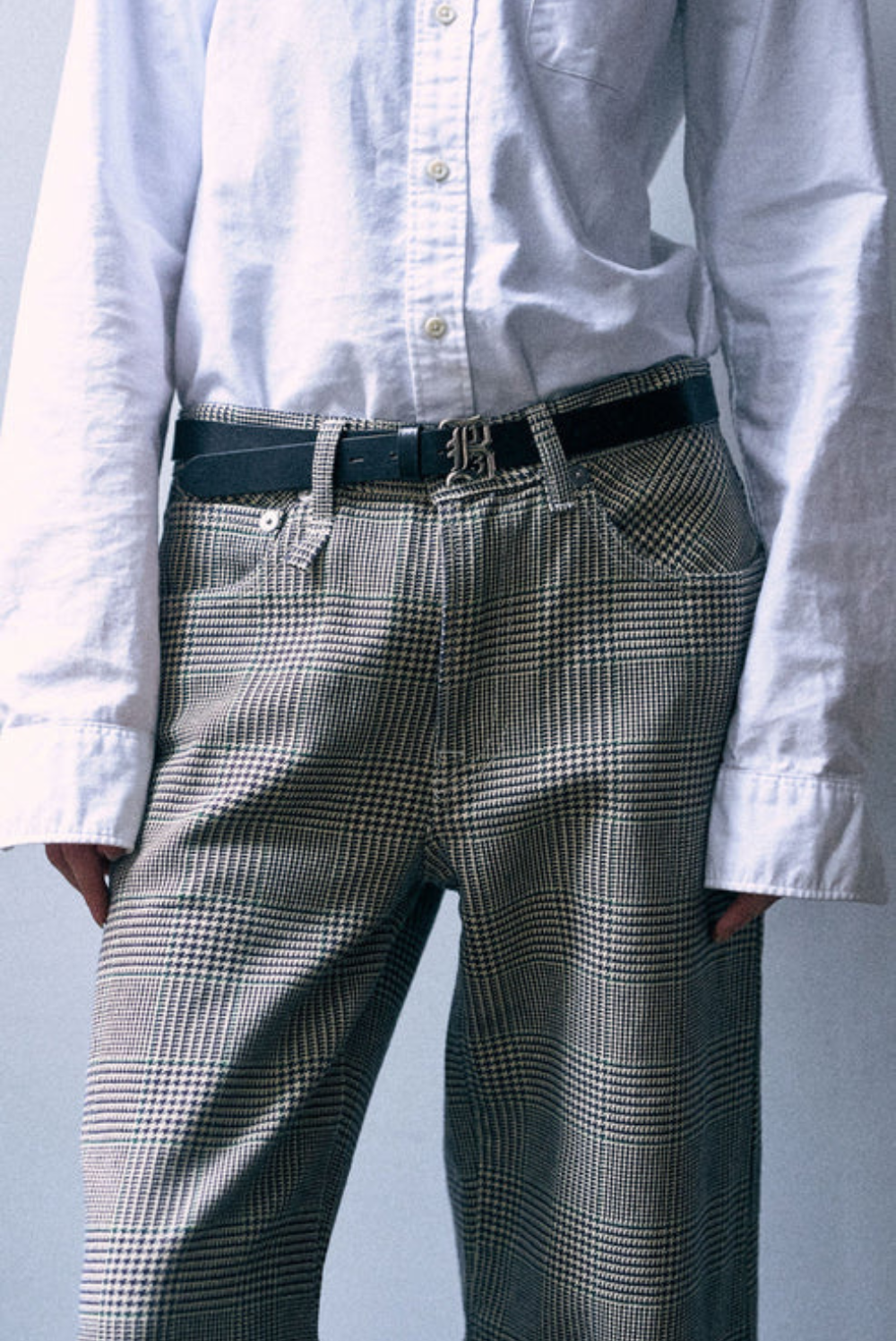R13 D'arcy Flare Jean Prince of Wales Gray Check 