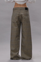 R13 D'arcy Flare Jean Prince of Wales Gray Check 