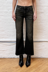 R13 Joan Cropped Flare Jean Abbey Black