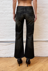 R13 Joan Cropped Flare Jean Abbey Black