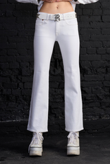 R13 Joan Cropped Flare Jean Aerin White 