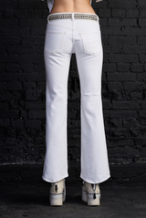 R13 Joan Cropped Flare Jean Aerin White 