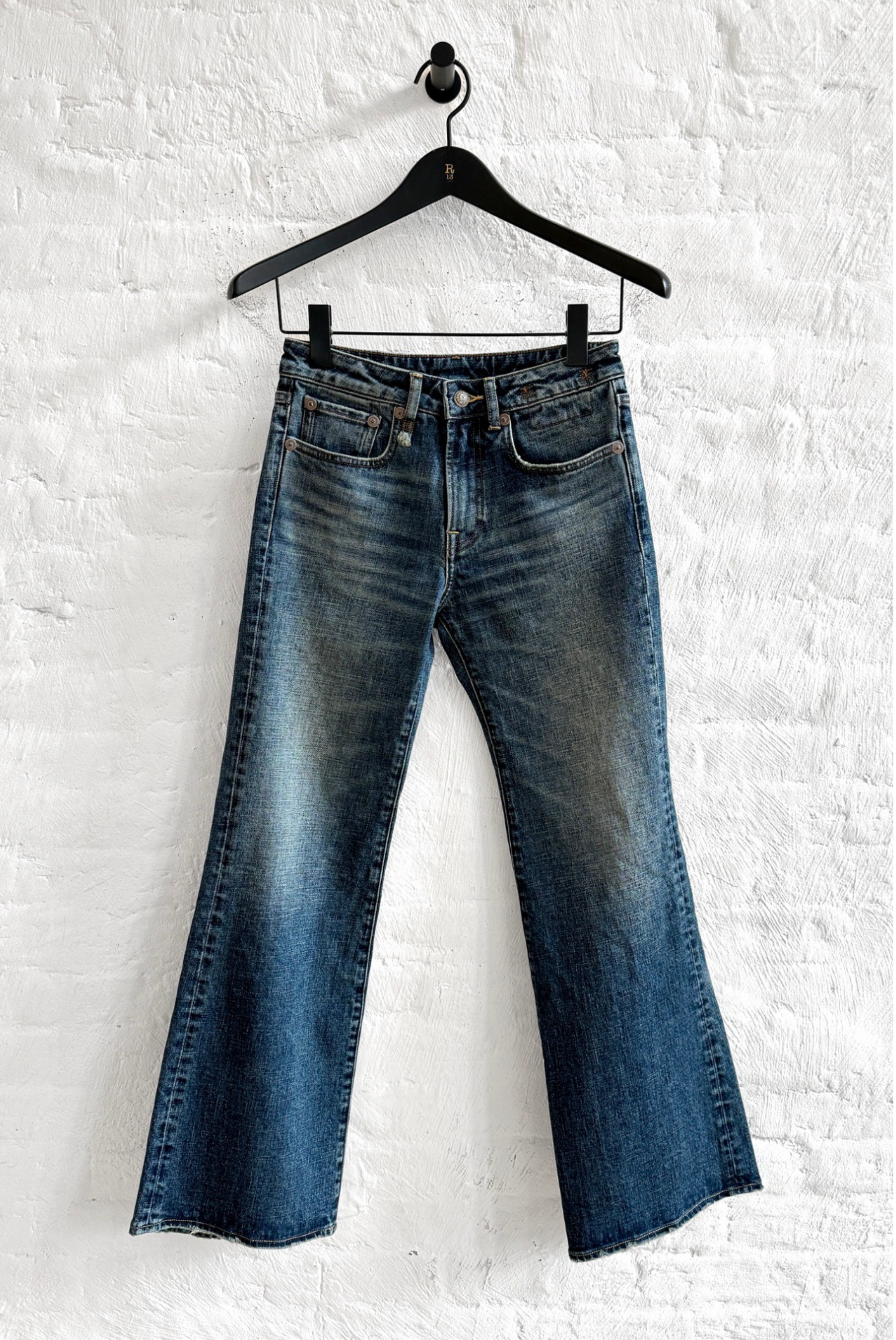 R13 Joan Kick Flare Jean Melvin Blue Stretch