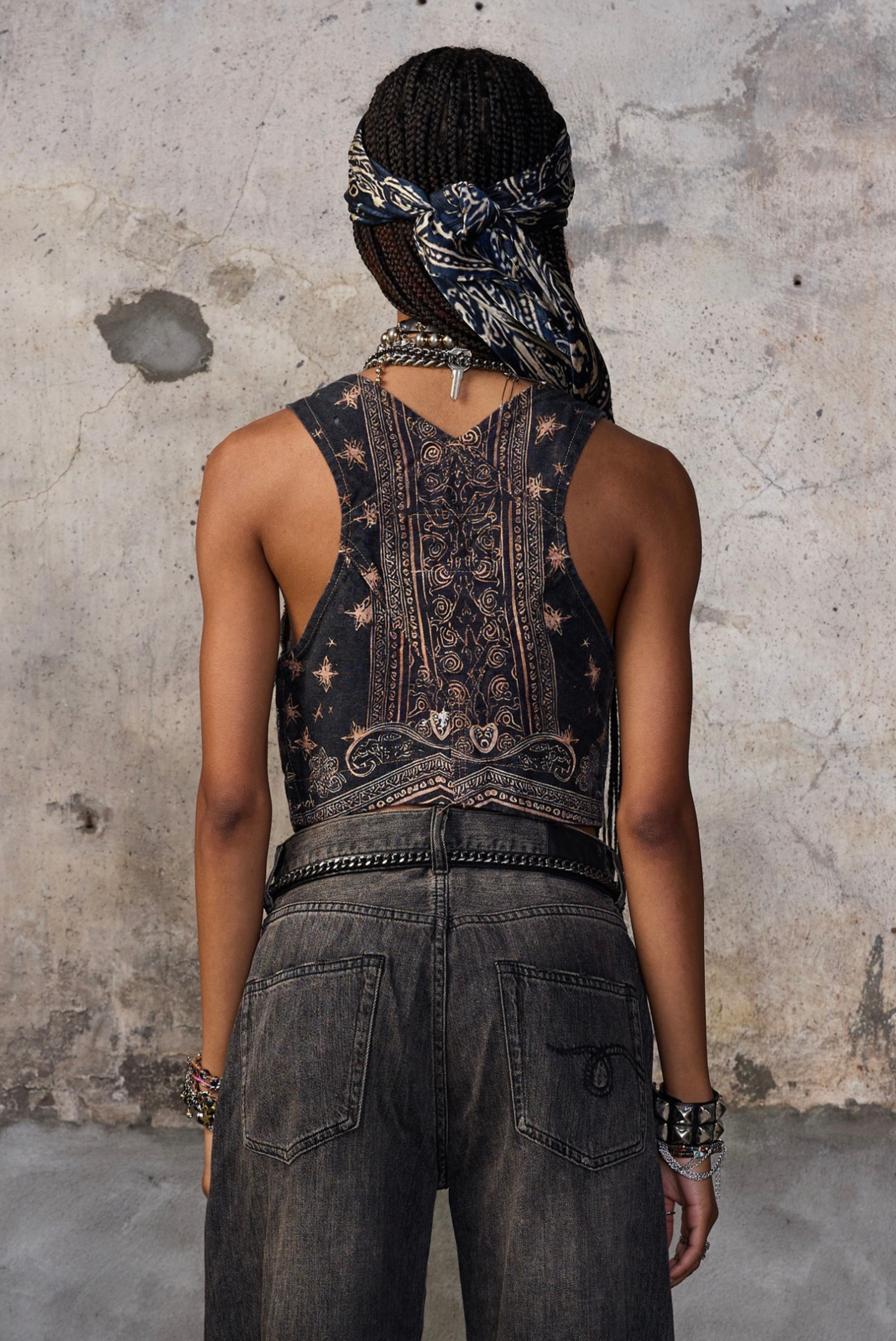 R13 Overall Bustier Black Bandana