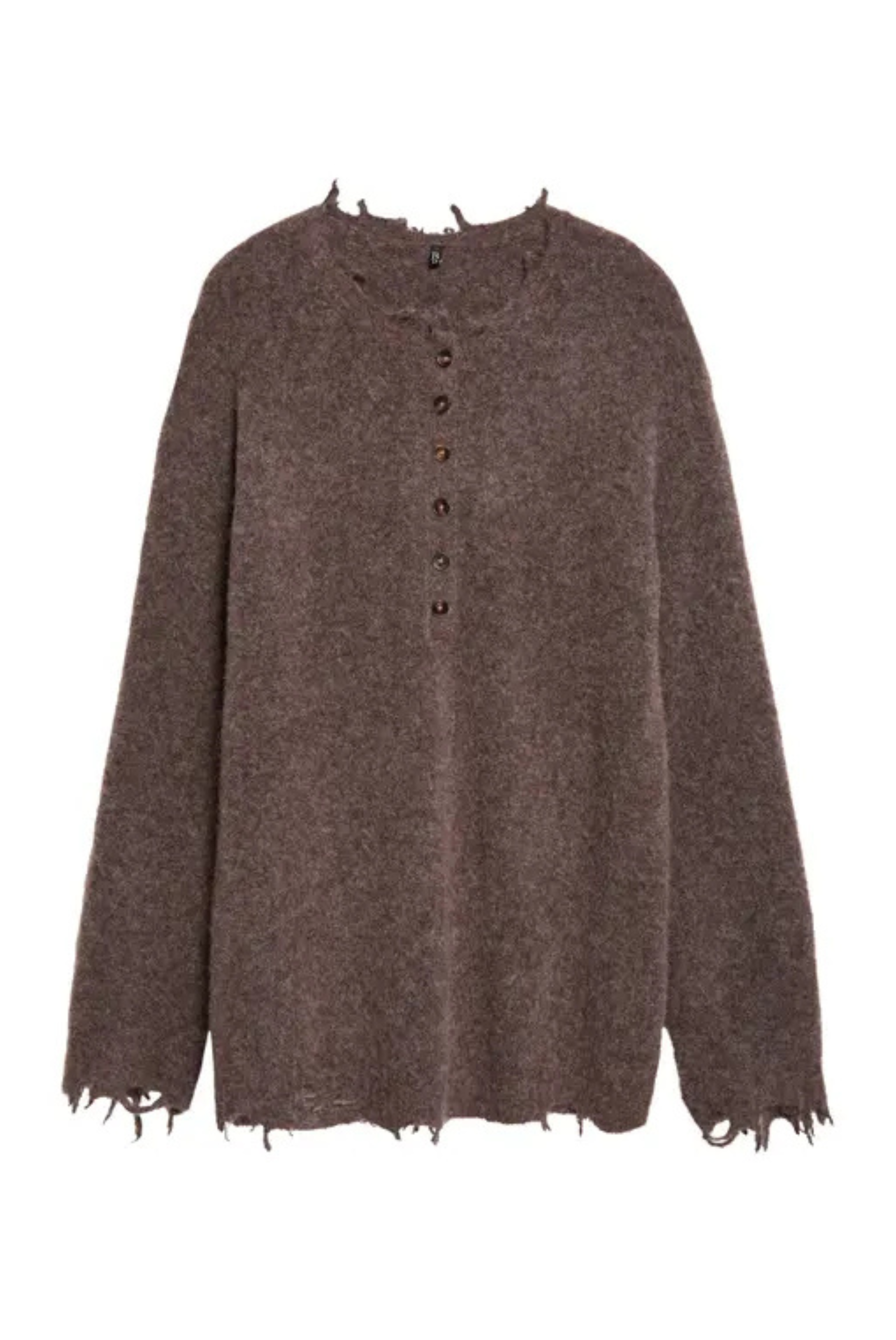 R13 Relaxed Henley Sweater Brown