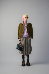 R13 Relaxed Shirt with Oversized Collar Purple Funky Stripe Multi 