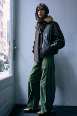 R13 Removable Collar Leather Bomber Brown