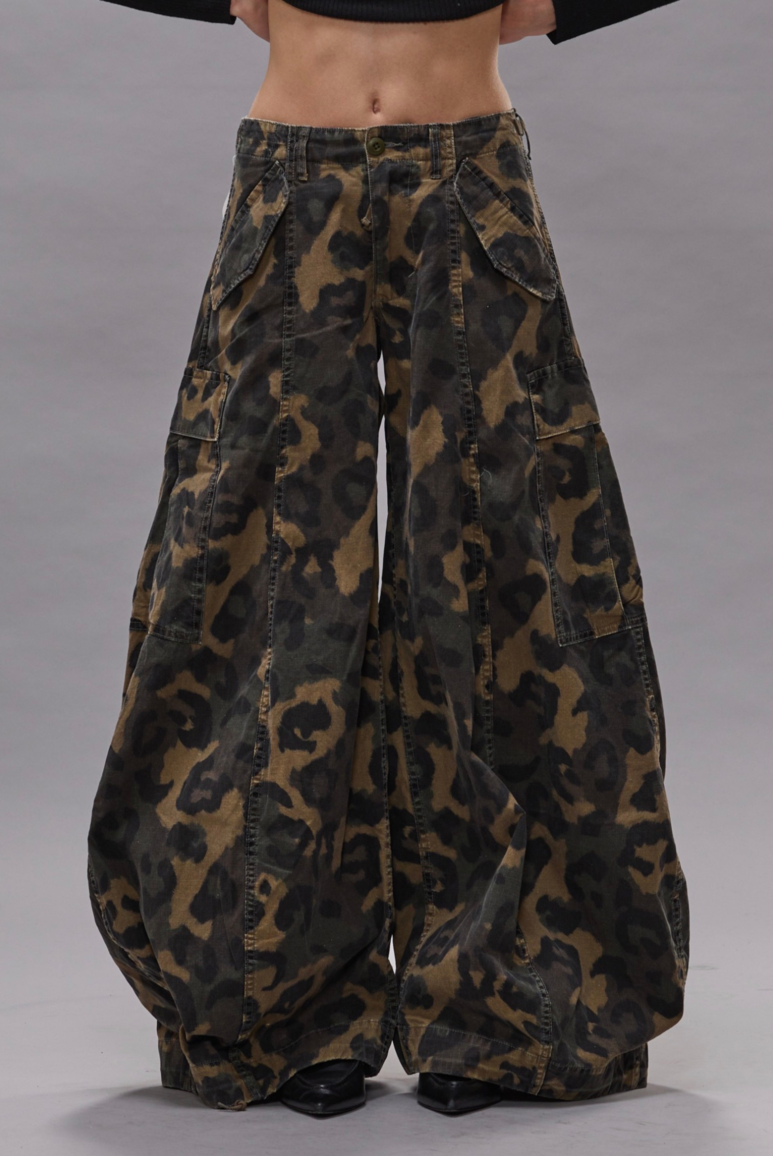 R13 Siouxsie Field Cargo Jean Multi Brown Leopard 