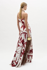 Silvia Tcherassi Muriel Dress Beige Burgundy Abstract