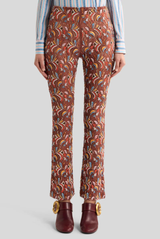 Straight Leg Trousers With Bead and Sequin Embroidery Rust