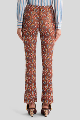 Straight Leg Trousers With Bead and Sequin Embroidery Rust