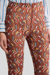 Straight Leg Trousers With Bead and Sequin Embroidery Rust