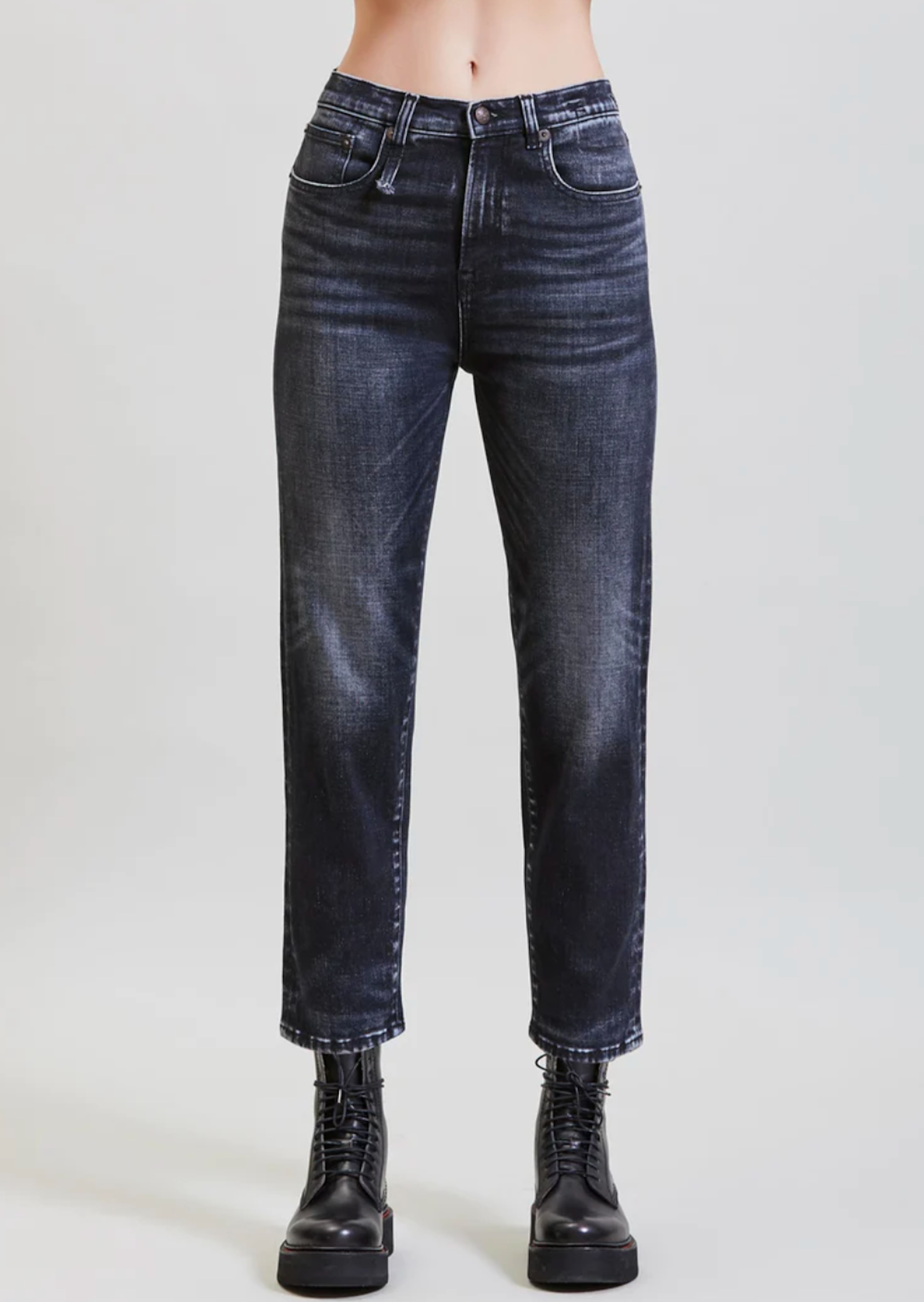 R13 Shelley Slim Jean in Morrison Black